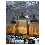 Three Amber Glass Storage Jars with Lids