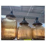 Three Amber Glass Canisters with Lids