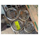 Four Glass Coasters with Metal Trim