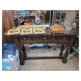 Dark Wood Console Table With Faux Drawers