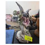 Porcelain Bird and Flower Figurine Sculpture