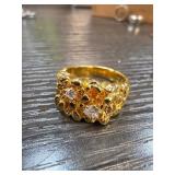 18K HGE Ring With Clear Stone Accents