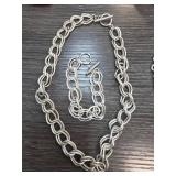 Sterling Silver Chain Necklace and Bracelet Set 4o