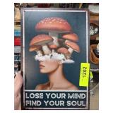 Decorative Metal Wall Sign with Mushroom Design