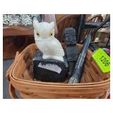 Longaberger Basket With Alabaster Owl and Other It