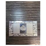 20 Gram .999 Fine Silver Bar by The Silver Mint