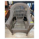 Woven Wicker Armchair in Earth-Toned Finish