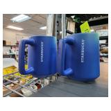 Two Starbucks Blue Ceramic Mugs