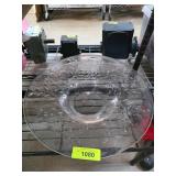 Clear Glass Etched Floral Pattern Platter