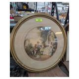 Round Framed Pastoral Scene Artwork