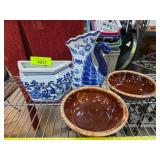 Hull Pottery and Blue Ceramic Home Decor Set