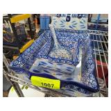 Temp-tations Blue Floral Ceramic Bakeware Set