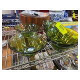 Four Green Glass Bowls and More