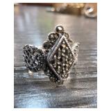 Sterling Silver and Marcasite Ring Size 6