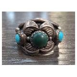 Sterling Silver Ring with Turquoise and Green Ston