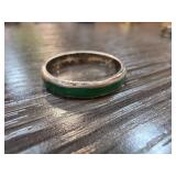 Sterling Silver Ring With Green Inlay Sz 12