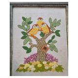 Framed Textured Owl Embroidery Artwork