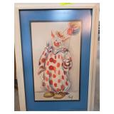 Signed Melville Watercolor Clown Painting