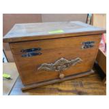 Wooden Bread Box With Decorative Hinges
