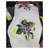 White Decorative Textile With Floral Embroidery