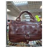 Brown Faux Crocodile Handbag by Maxx NY