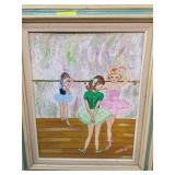 Ballet Scene Signed Painting on Canvas Board