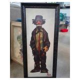 Clown Print in Black Textured Frame