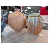 Two Ceramic Vases With Textured Detailing