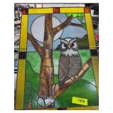 Stained Glass Panel with Owl Design