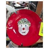 Red Ceramic Plate with Face Design