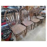 Four Wooden Windsor-Style Chairs