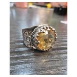 Sterling Silver Citrine Statement Ring