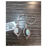 Sterling Silver Diamond and Opal Earrings