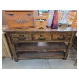 Wood Console Table With Drawers and Shelves