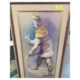 Painting Signed Philippe Depicting a Clown