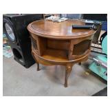Round Wooden Accent Table With Storage
