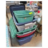 Stack of Plastic Storage Totes With Lids