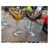 Four Colored Glass Goblets