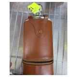 Leather-Encased Flask with Cups