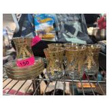 Gold-Accented Glass Tea Cups and Saucers