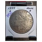 1888-O Morgan Silver Dollar in Display Holder