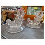 Fostoria Clear Glass Candle Holders