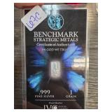 Benchmark Strategic Metals .999 Fine Silver Bar