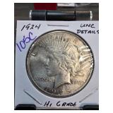 1924 Peace Dollar with UNC Details
