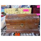 Wooden Jewelry Box with Inlay and Key