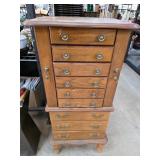 Wooden Jewelry Chest With Mirror and Drawers