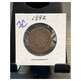 1892 Indian Head One-Cent Coin