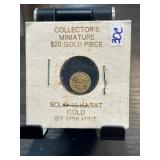 Collectors Miniature $20 Gold Piece