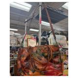 Floral Leather Handbag with Stud Accents