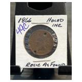 1866 Holed Indian Head Cent Coin